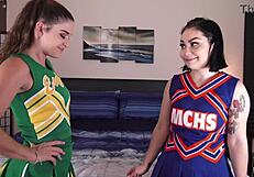 I watch sexy cheerleaders passionately licking each other's pussies