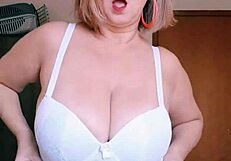 Mature Blonde In Lingerie Shows Off Big Tits And Natural Pussy Lips
