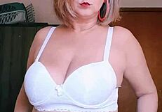 Mature Blonde In Lingerie Shows Off Big Tits And Natural Pussy Lips