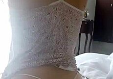 My wife wearing a thong at home