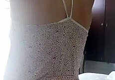 My wife wearing a thong at home