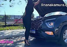 asiática gostosa caught having sex on the street. damn, lina nakamura and john coffee are wild!