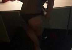 Mature fit mistress performs striptease, undressing and ripping clothes