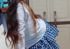 a beautiful colombian student in uniform tries her first homemade porn casting interview