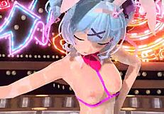 Hatsune Miku reveals her full nude body in a seductive bunny costume.