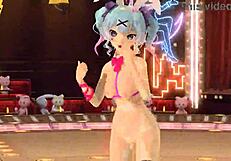 Hatsune Miku reveals her full nude body in a seductive bunny costume.