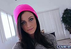 Clothed Hottie Sucks Cock in Hardcore Reality with Big Tits and Handjob Action