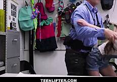 Teenlifter: Small Tits Tiny Teen Caught Shoplifting Agrees to Sex with Loss Prevention Officer for No Charges - Sia Wood Dorian Del Isla