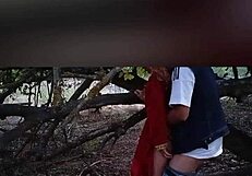 Beautiful teen lost in the field bends over for doggystyle with muscular stranger, featuring big pussy and deepthroat