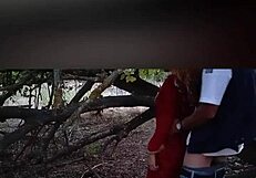 Beautiful teen lost in the field bends over for doggystyle with muscular stranger, featuring big pussy and deepthroat