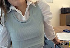 Loan4k Petite 18+ Mina K Does Dirty Deeds on Office Desk for Cash