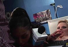 the office tension had those ladies stripping naked for group sex, huh?