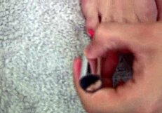 My Step-Sister In A Short Dress Painting Her Nails