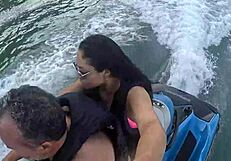 Insane! Latina Teen's First Time on Jet Ski Turns Wild at Guarujá Beach!