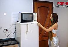 Does Vitoria ride Alexa's big black cock to orgasm? She cums in mouth with natural tits.