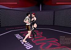 Kinky fight club loser gets fucked in cowgirl position at night club. Kat dominates the dancing scene