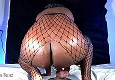 South african teen shakes ass riding dildo with buttplug, she moans