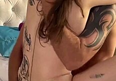backstage anal sex with tattoo model, cum on ass 😏