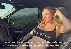 Gave a rough pounding to a stranger in my car. Sara Blonde couldn’t stop gagging!