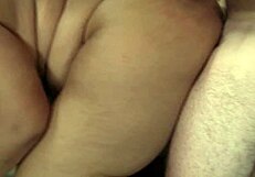 after licking the big girl's shaved pussy, the guy prepares to penetrate her hole