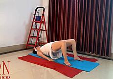 regina noir, why are you doing nude yoga in white panties at the gym?