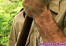 Teen in bondage deepthroats and gets hardfucked.