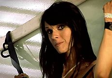 Bound Brunette Gets Doggystyle Fucking with Ass and Ball Licking