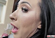 Fucking busty stepmother at dishes.