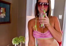 Watch Sierra Sanders give a POV blowjob to that big huge cock and receive a cum facial