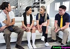 I'm so overwhelmed seeing brothers bribe their schoolgirl stepsisters for a wild 4some orgy at FamilyOrgasm
