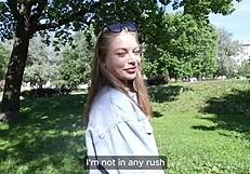 Park flash casting call with cute blondie