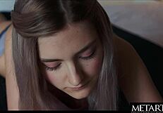 Cute blonde goes face down, ass up, masturbating with fierce energy.