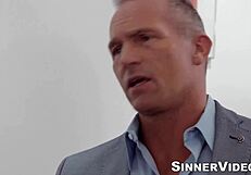 Muscular Tommy Gunn Rams Hard the Bald Pussy of Brunette Silvia Saige