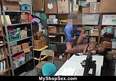 Teen Sucks Security Officer's Cock Under High Pressure