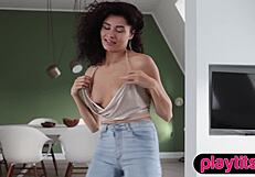 Petite Romanian beauty shows off perky boobs and juicy butt. Gotta love that bubble!