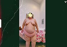 Mature Old Cougar Dances Topless, Showing Off Saggy Tits for the Camera