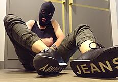 guy wanking inside his sneakers for fetish fun