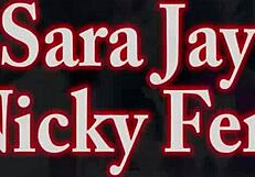 Latina Nicky Ferrari gets fucked by Sara Jay in lesbian casting on the couch.