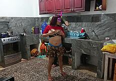 my perverted neighbor flashes her big ass in uniform while I'm there