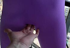 Stepsister seduces me with leggings stretch, leading to handjob.