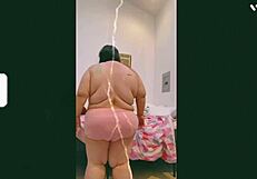 Mature Old Cougar Dances Topless, Showing Off Saggy Tits for the Camera