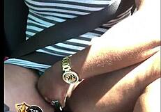 hardcore car sex with a young teen milf, her big tits bouncing as clothes get ripped off her big ass