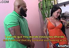 My husband wanted me cuckolded with big cock interracial fucking in lingerie