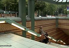 Pierced Pussy Blonde Fucked in Public