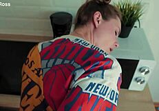 intense step sister workout with blowjob, handjob, cumshot on petite ass