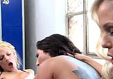 Can these blonde lesbians with big fake tits handle their toys in a wild threesome?