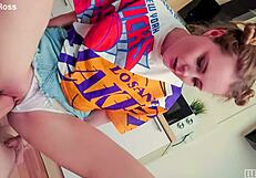 intense step sister workout with blowjob, handjob, cumshot on petite ass