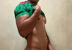 Mexican Footballer Jerks Off In Gym Bathroom!