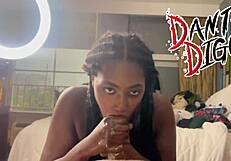 Two Ebony Baddies Suck Dicks In Contest On Boyfriends