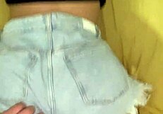 amateur girl with big ass in shorts gets bent over